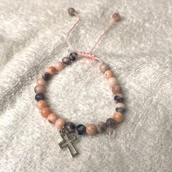 Jewelry - Pink And Gray Bracelet With Cross